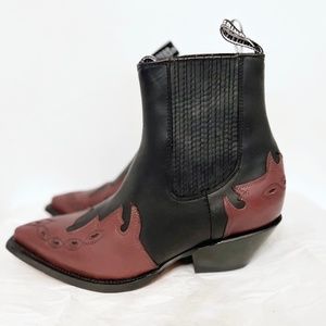 Grinders ARIZONA LO Black/Burgundy EU 45 /US 12 Leather Cuban Heel Cowboy Boots